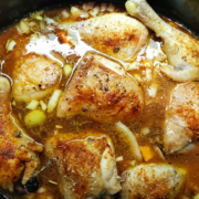 Rustic chicken casserole with green olives recipe