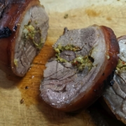 Olive stuffed lamb loin