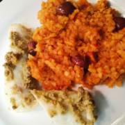 Olive risotto fish medallions